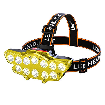 Şarjlı 12 LED Kamp Kafa Lambası Su Geçirmez Güçlü Aydınlatma USB Hızlı Şarj Uzun Pil Ömrü