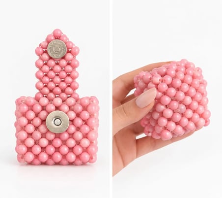 Boncuklu airpods kılıfı açık pembe