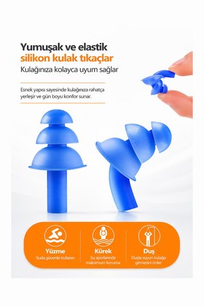Silikon Kulak ve Burun Tıkacı Seti Yüzücü İçin Su Geçirmez Yıkanabilir Koruyucu Aparat