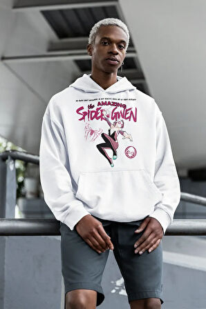 The Amazing Spider-Gwen Baskılı Unisex Oversize Hoodie