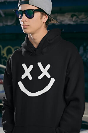 Gülen Surat Tasarım Baskılı Unisex Oversize Hoodie