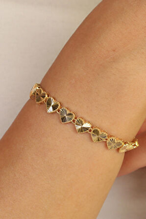 Kalemli Kalp Altın Bileklik