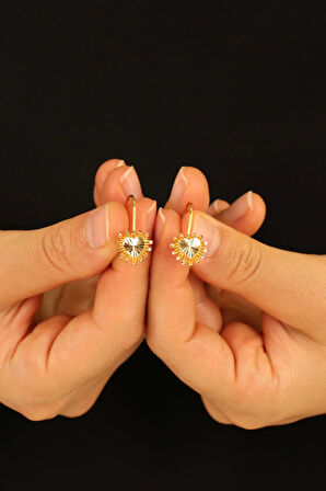 14 Ayar Kalp Altın Küpe