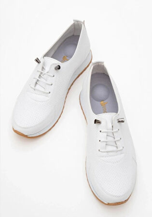 Günlük Esnek Spor Delikli Rahat Lastik Bağcıklı Memory Tabanlı Yürüyüş Spor Ayakkabısı