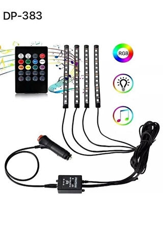 Araç İçi Ayak Altı Ses Duyarlı Şerit Led 4Lü Set