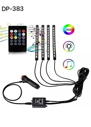 Araç İçi Ayak Altı Ses Duyarlı Şerit Led 4Lü Set