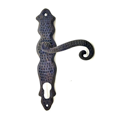 Antika Tarz Dekoratif Pirinç Ferforje Oda Kapı Kolu - 210X43 Mm, Oksit