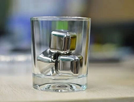 4'Lü Çelik Metal Kaplama Viski Taşı Soğutma Buz Küpü