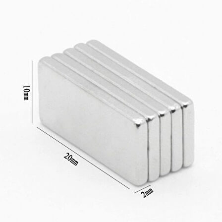 50 Adet 20X10X2 Mm Neodyum Mıknatıs Köşeli Magnet N35 Nikel Kaplama Güçlü Kaliteli Dayanıklı