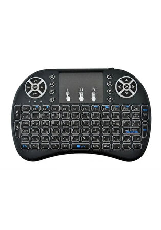 Tv Box Ps3 Uyumlu Kablosuz Dokunmatik Işıklı Şarjlı Touchpadli Mini Q Klavye