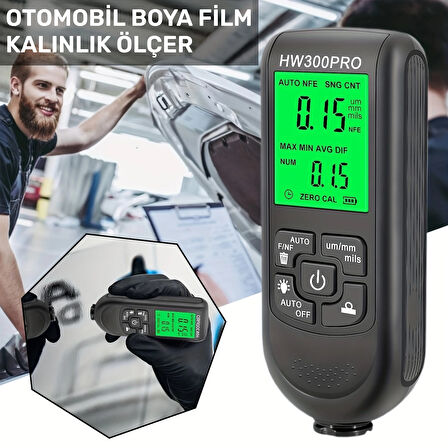 Hw-300Pro Oto Boya Kalınlık Ölçer Fe Nfe 2000Μm + 2 Fonksiyonlu Bardak Tutucu Hediyeli
