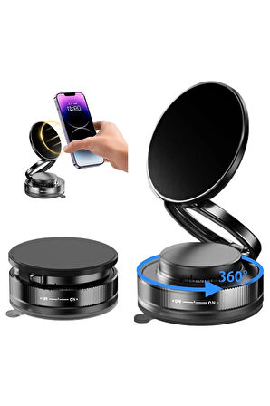 Metalik Telefon Tutucu Tüm Yüzeylerle Uyumlu Vakumlu 360 Dönen Oynar Başlık