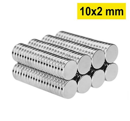 10 Adet 10X2Mm Yuvarlak Neodyum Mıknatıs Güçlü Magnet Nikel Kaplamalı