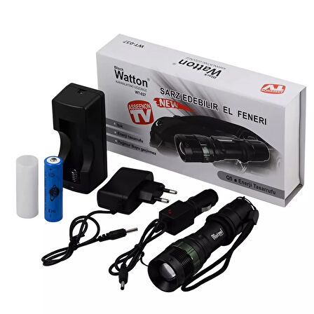 Black Wt-037-Şarjlı Zoomlu Acil Durum Feneri