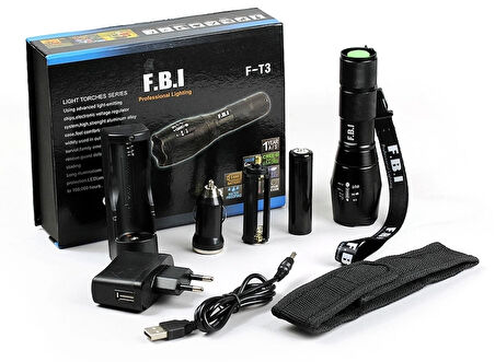 F-T3 Su Geçirmez Alüminyum Oksidiyon Şarjlı El Feneri