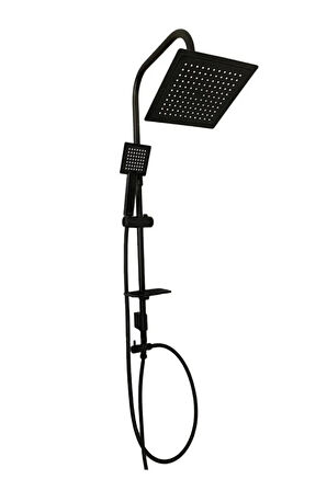 Siyah Kare Duş Seti, Tepe Yağmurlama Duş Başlığı, Ekstra Büyük Robot Duş Sistemi