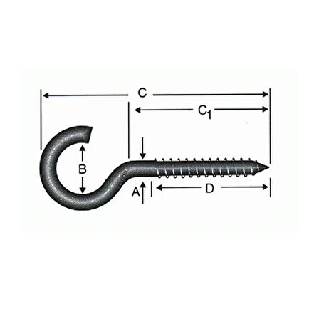 Açık Piton, Kanca, Çengel 20X80 - 144 Adet