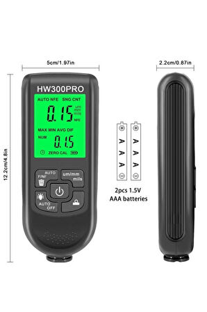 Hw-300Pro Oto Boya Kalınlık Ölçer 0-2000Μm Fe & Nfe Kaplama Kalınlık Test Cihazı