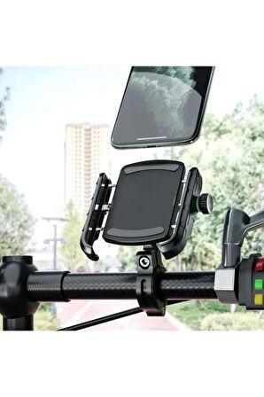Motosiklet Gidon Ve Ayna Bağlantılı Motor Ve Bisiklet Uyumlu Telefon Tutucu 12-24W Hızlı Şarj
