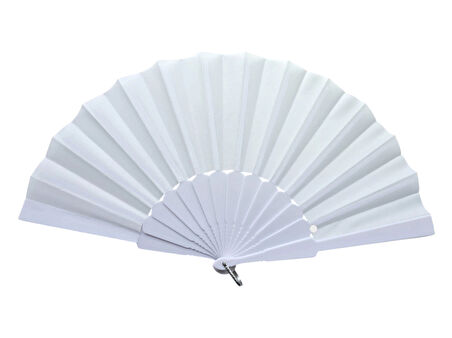 Plastik Düz Kumaş Yelpaze 12'Li Beyaz