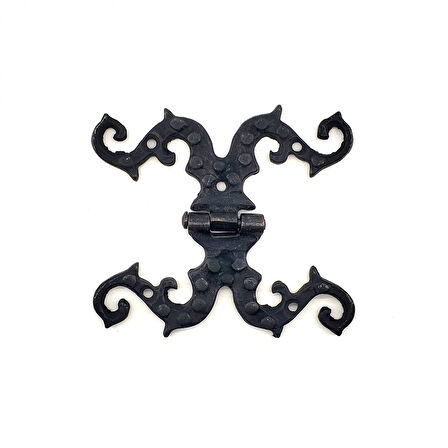 Antika Tarz Dekoratif Pirinç Süslü Menteşe - 100X90 Mm, Oksit