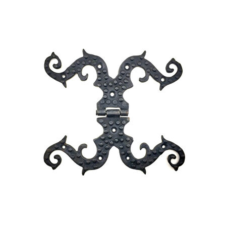 Antika Tarz Dekoratif Pirinç Süslü Menteşe - 190X170 Mm, Oksit