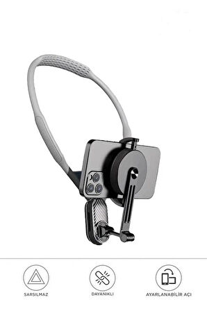 360 Derece Ayarlanabilir Boyun Askılı Manyetik Telefon Tutucu