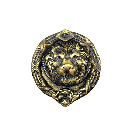 Antika Tarz Dekoratif Pirinç Kapı Tokmağı, Taktak - 185 Mm, Antik