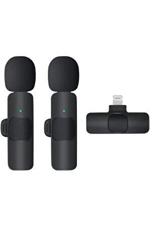 K9 Kablosuz Yaka Mikrofonu 2’Li Mini Mikrofon Youtube Tik Tok 2 Adet