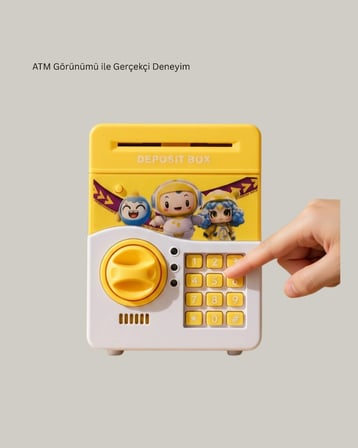 Sarı Elektronik Şifreli Atm Görünümlü Çocuk Kumbarası