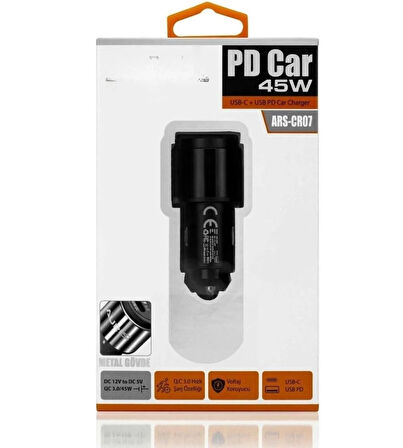 45W Pd Usb Oto Şarj Kafa Hızlı Şarj Çakmaklık Adaptörü, Usb-C Ve Usb-A Çıkışlı, İphone Ve Android Uy