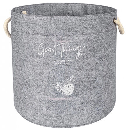 Kulplu Yuvarlak Düzenleyici Çok Amaçlı Kolay Taşınabilen Organizer Keçe Sepet (Mega) 03648