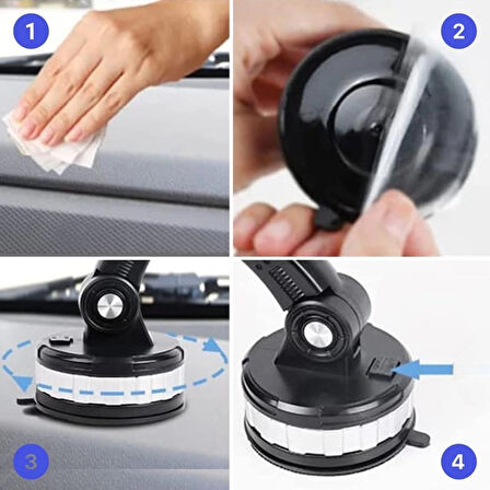 Jel Vantuzlu Cama Takılabilen Güçlü 360 Derece Dönebilen Ayarlanabilir Araç Içi Vantuzlu Telefon Tut