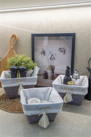 Çok Amaçlı Saklama Organizer Kutu Kare Keçe Sepet (Maxi) - 03426