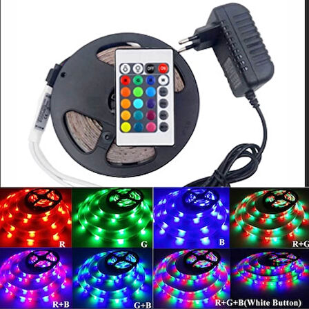 5 Metre Rgb Şerit Led Seti-Iç Ve Dış Mekan Silikonlu-Tak Çalıştır