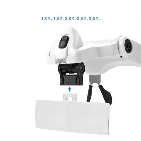 -5 Lens 1.0X-3.5X, 2Led Işıklı Ile Ayarlanabilir Gözlük Büyüteç9892B2