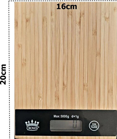 Dijital Lcd Mutfak Tartısı Terazisi 5Kg Bambu Desenli