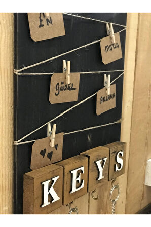 Dekoratif Keys Ahşap Resimlik Ve Notluk (Kahverengi)