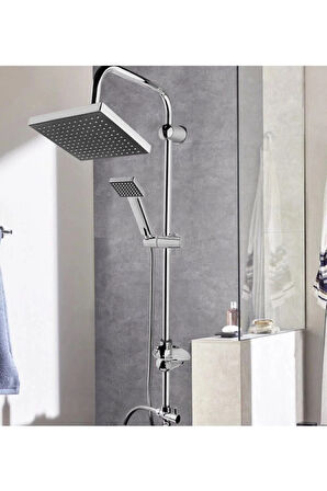 Robot Tepe Duş Sistemi Yağmurlama Duş Seti Krom Siyah Kare