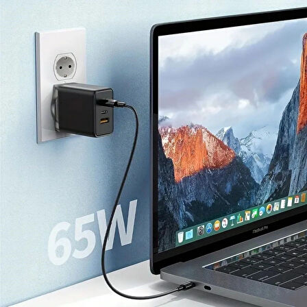 65W Hızlı Şarj Edebilen Type C Uçlu Şarj Aleti