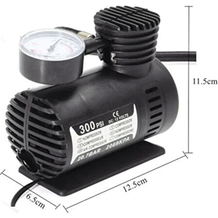 Plastik Gövdeli Siyah Mini Hava Kompresörü