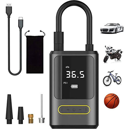 Kablosuz Oto Araç Mini 4000Mah 150 Psı Işıklı Oto Hava Kompresörü