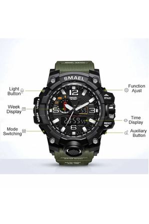 Erkek Kol Saati Analog Dijital Spor Siyah Moda Trend Saat Gri Renk 1545