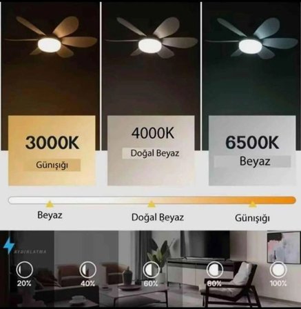  30W Uzaktan Kumandalı Tavan Tipi Fan Ampul – Ayarlanabilir Işık ve Serinletici Fan