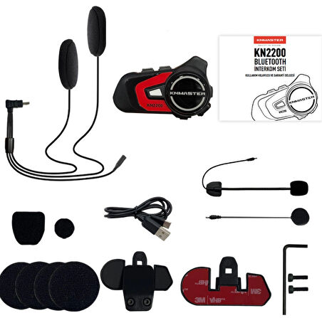 Knmaster KN2200 Motosiklet Kask İnterkom Bluetooth Intercom Kulaklık Seti