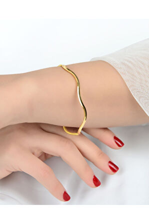 9 (GRAM) Yatırımlık İşçiliksiz Dalgalı Ajda Bilezik 22 Ayar Altın