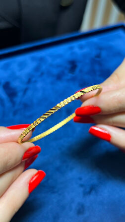 10 gr (GRAM) Yatırımlık İşçiliksiz Noktalı İkili Burma Bilezik 22 Ayar Altın