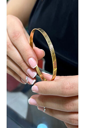 8 gr (Gram) Sarmal Desenli Kibrit Çöpü Bilezik 22 Ayar Altın