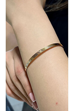 9 gr (Gram) Sarmal Desenli Kibrit Çöpü Bilezik 22 Ayar Altın