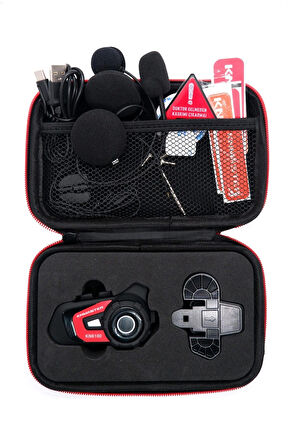 Knmaster KN6100 Motosiklet Kask İnterkom Bluetooth Intercom Kulaklık Seti KIRMIZI